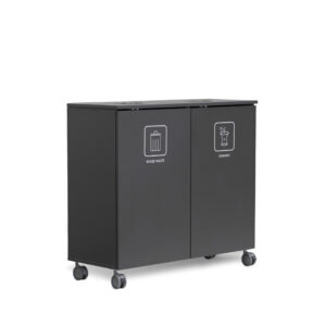 Jätteiden lajitteluvaunu pyörillä, päältä täytettävä, 2 astiaa